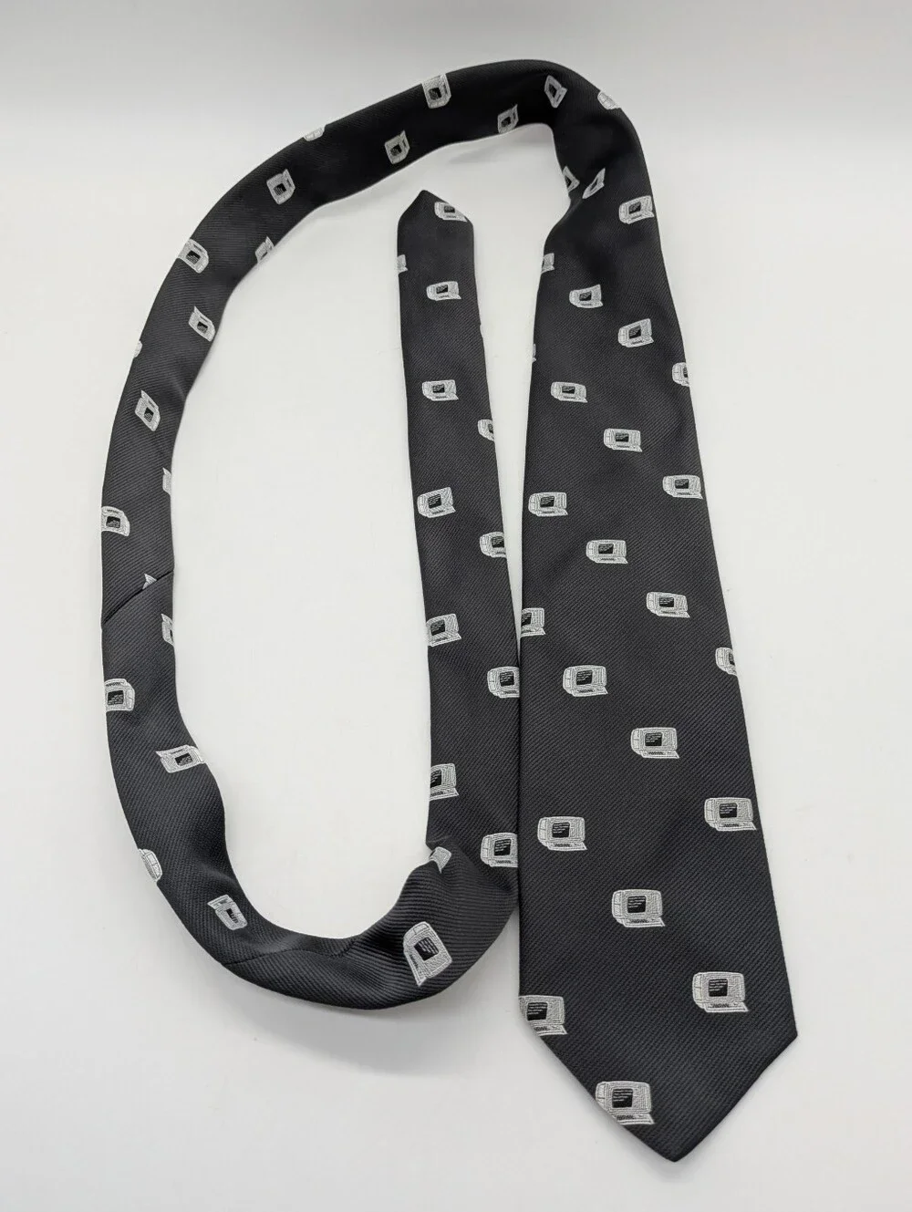 Grey White Vintage PC Computer Novelty Tie